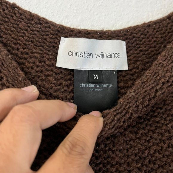 Christian Wijnants Chocolate Brown Open Knit Wool Blend Pullover Sweater Size M - Picture 2 of 7